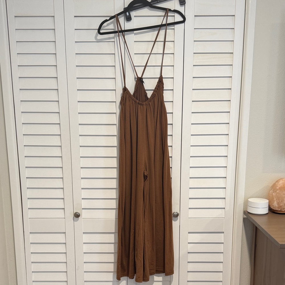 SHEIN Brown wide leg pant overalls